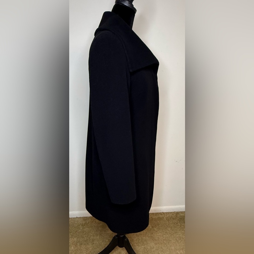 Cole Haan Wool Cashmere black midi large collar soft warm preppy winter coat 4P - Picture 11 of 14